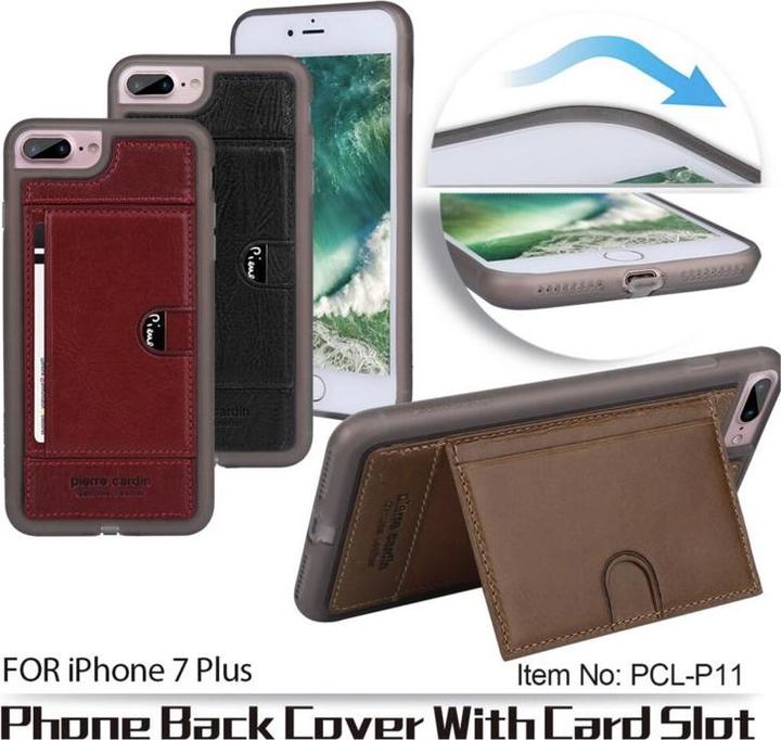 Actual product image Pierre Cardin iPhone 7 Plus / 8 Plus – Leder Case mit Kartenfach aussen, Rot (Apple iPhone 8 Plus, Apple iPhone 7 Plus)