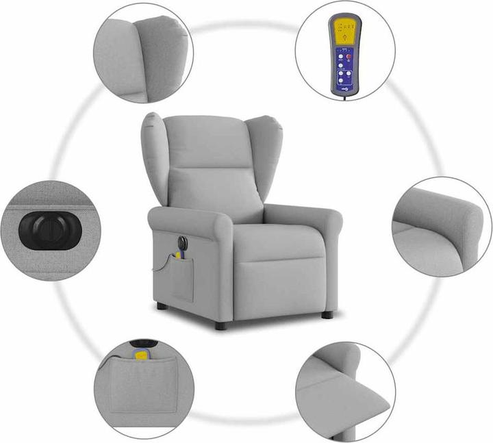 Actual product image VidaXL Massage chair electric cloud grey fabric