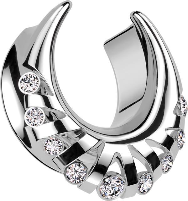 Produktbild Star Piercing Sattel silber Strahlen mit Kristallen silber (Chirurgenstahl 316L)