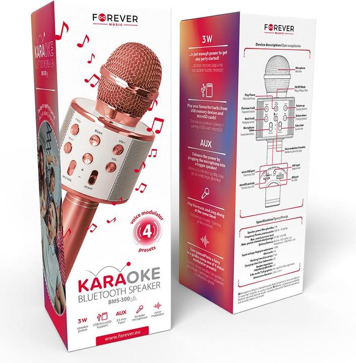 Actual product image Forever Bluetooth microphone with speaker BMS-300 rose gold