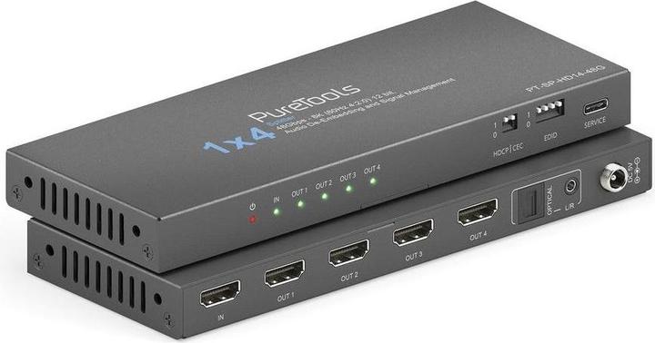 Actual product image Purelink PureTools - 1x4 HDMI2.1 Splitter - 48Gbps - 8K (60Hz 4:2:0) 12 bit, Audio De-Embedding and Signal M