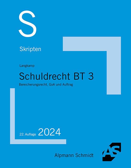 Produktbild Skript Schuldrecht BT 3 (Deutsch, Tobias Langkamp, 2024)