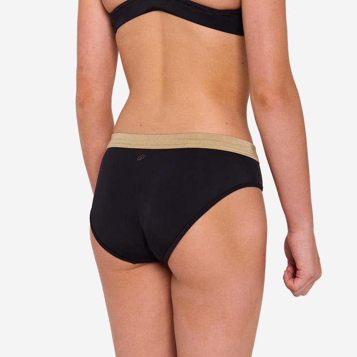 Produktbild Olaian Bikini-Hose Mädchen 900 Buddy schwarz/gold (140)