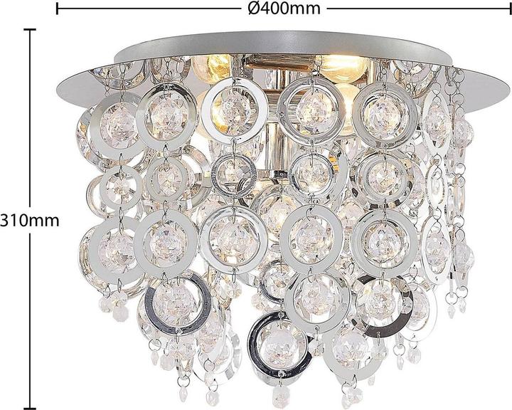 Produktbild Lindby Kisana Deckenleuchte, chrom, Ø 40 cm (40 cm)
