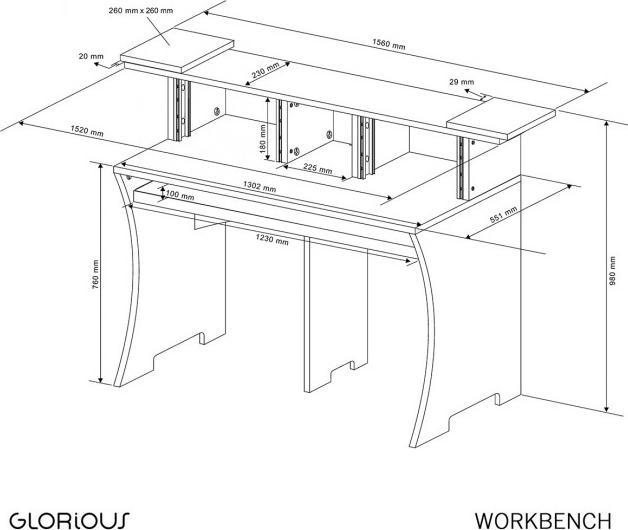 Actual product image Glorious Workbench, work table for studios, wood, black