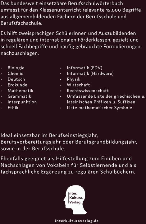 Produktbild Berufsschulwörterbuch für allgemeinbildende Fächer Deutsch-Paschtu (Deutsch, Interkultura Verlag, 2022)