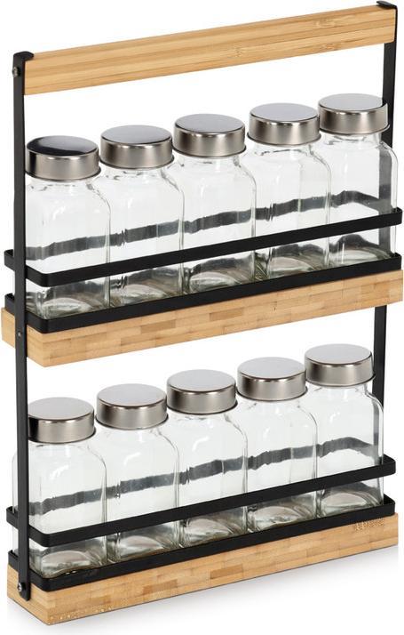 Immagine prodotto Zeller Present Gewürzständer 11-teilig Glas Metall Bambus 22.7x4.7x30.5 cm