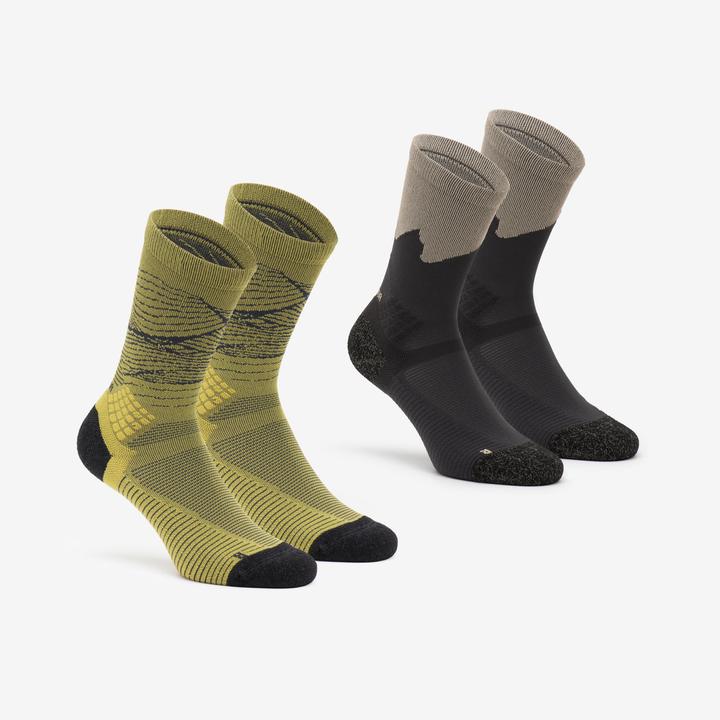 Produktbild Quechua Wandersocken hoch 2 Paar - Hike 500 Trendy khaki/grau (43, 46)