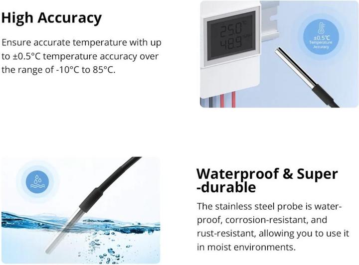 Produktbild Sonoff WTS01 Temperatursensor Wasserdicht RJ9 1.5m