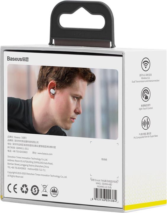 Produktbild Baseus Encok True Wireless Earphones WM01 (White) (5 h, Kabellos)