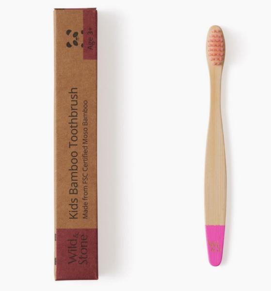 Actual product image Wild and Stone Children Bamboo Toothbrush Pink (Soft, 1 x)
