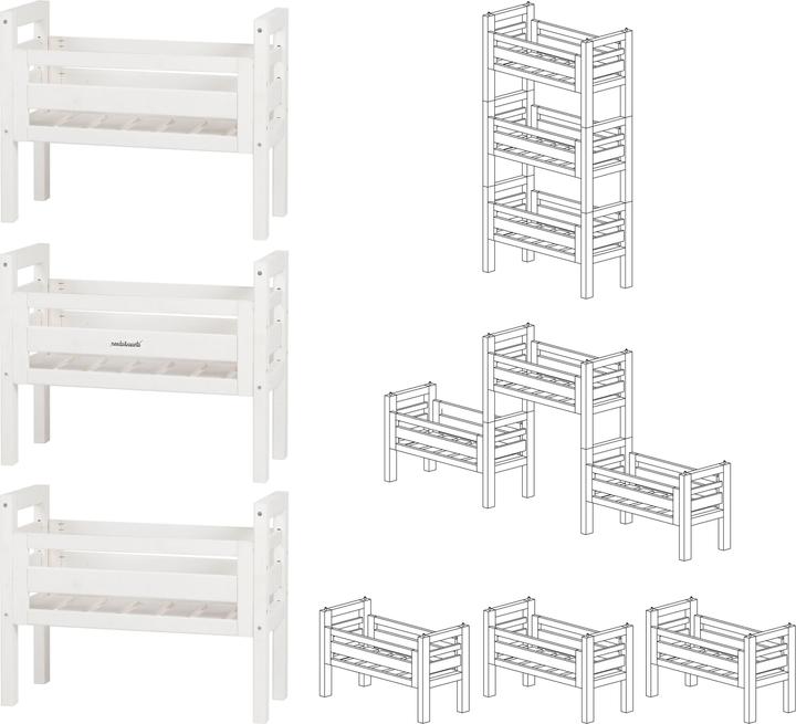 Immagine prodotto Needs&Wants Multi-Pflanzenständer "Placy1" mit 3 Kästen, Fichte (weiss)