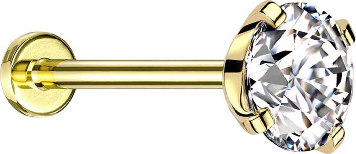 Image du produit Star Piercing Micro Labret femelle argenté carré avec cristaux argentés (Titane G23sans laiton, LaitonAcier chirurgical 316L)