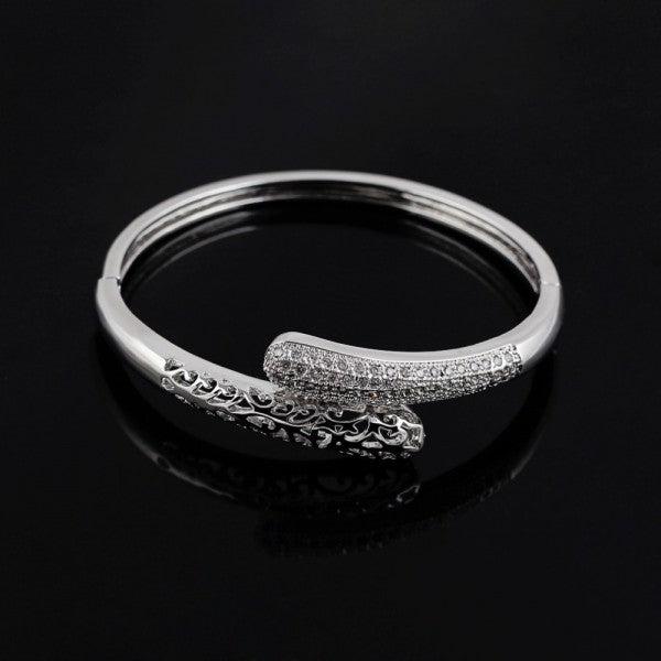 Actual product image Hermex LUXURY Platinum Plated Bangle Bracelet Charms Zirconia - Platinum (Copper-nickel alloy)