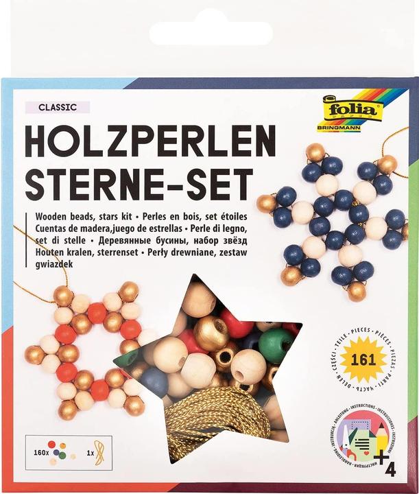 Image du produit Folia Set de perles en bois étoiles Classic
