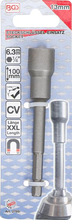 Image du produit BGS Douille à choc, six pans, extra longue pour perceuses 6,3 mm (1/4") 13 mm (13 mm)