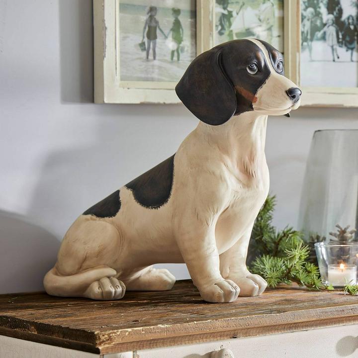 Image du produit Loberon Chien décoratif Bryan blanc/noir (17.5 x 37 x 32.5 cm)
