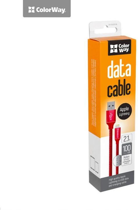 Produktbild Colorway Data Cable Apple Lightning Charging cable, Fast and safe charging Stable data transmission, Red, 1 (1 m, USB 3.2 Gen 1)