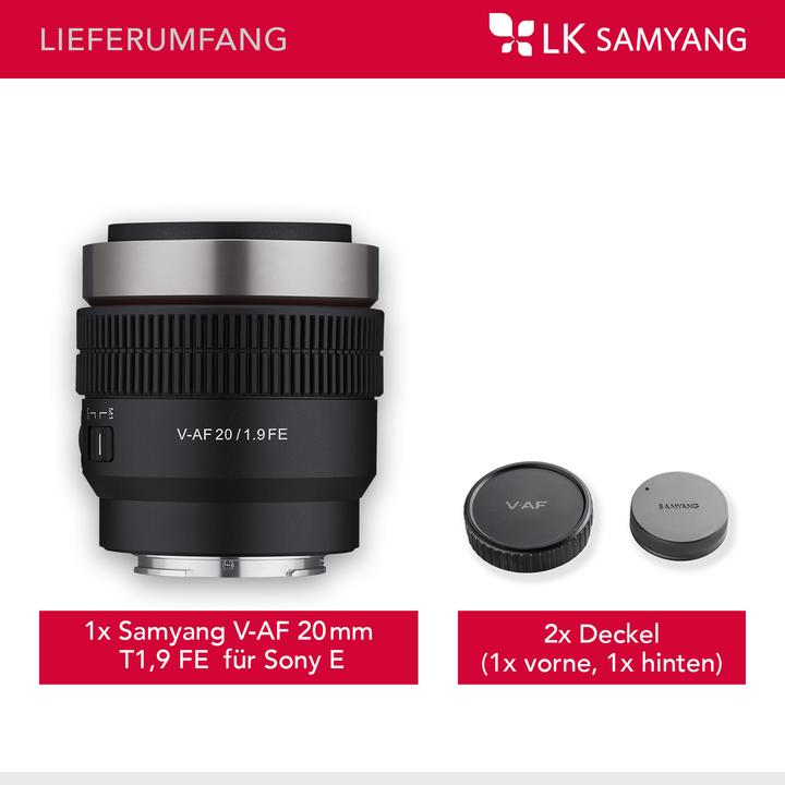 Actual product image Samyang V-AF 20mm F1.9 Sony E-mount (Sony E, full size, APS-C / DX)
