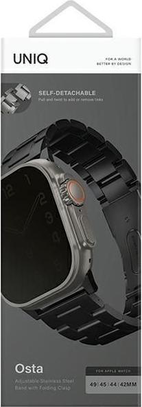 Produktbild Uniq pasek Osta Apple Watch 42/44/45/ 49mm Series 1/2/3/4/5/6/7/8/SE/SE2/Ultra Stainless Steel czarn (Edelstahl, Apple Watch Series 1, Apple Watch Series 2, Apple Watch Series 3)