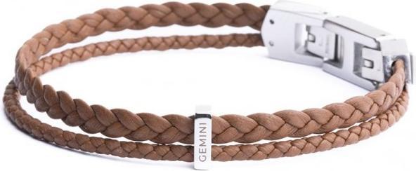 Immagine prodotto Gemini BRACCIALE - PELLE MARRONE - 17+2 CM (19 cm, Argento, Nappa)