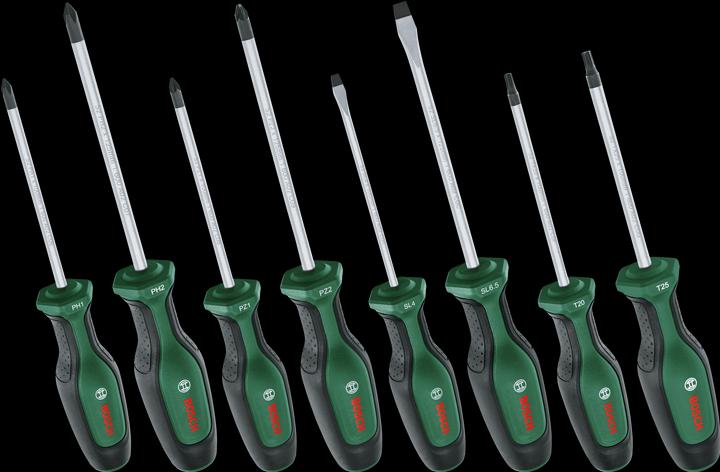 Actual product image Bosch Home & Garden 8-piece screwdriver set (Phillipps cross recess (PH), Torx (TX), Pozidriv cross recess (PZ), Slotted screws)