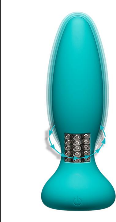 Actual product image Doc Johnson Rimmer Experienced vibrating and rotating anal plug turquoise