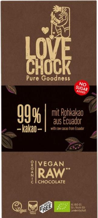Lovechock Cioccolato crudo Extreme Dark 99% (70 g)