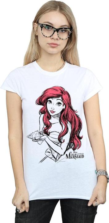 Actual product image Disney Womens/Ladies Ariel Shell Sketch Cotton T-Shirt (S)