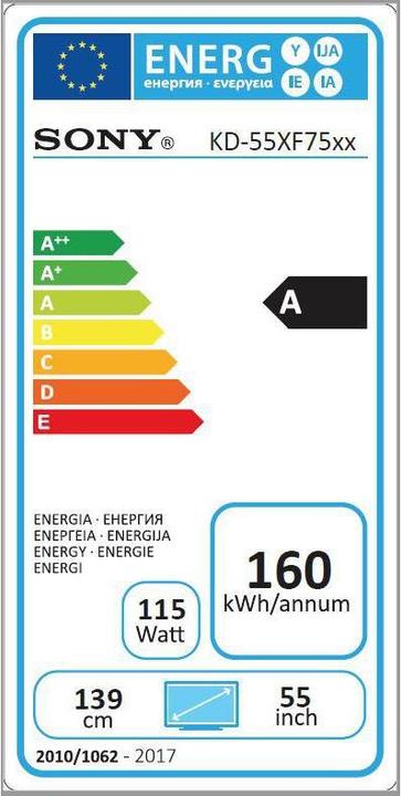 Energy Label Sony Kd-55xf7597 (55", LCD, 4K, 2018)