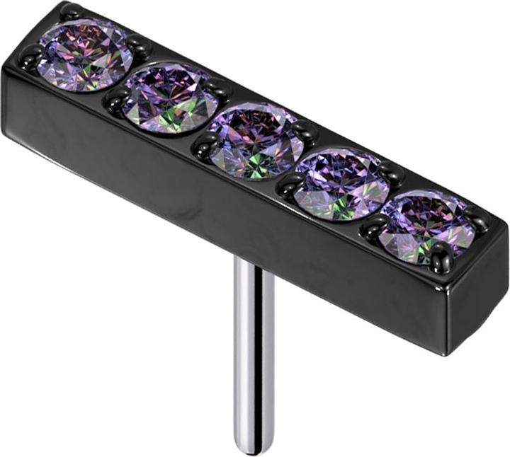 Immagine prodotto Star Piercing Threadless barra nera cristalli scuri multicolore (Titanio G23, senza ottone)