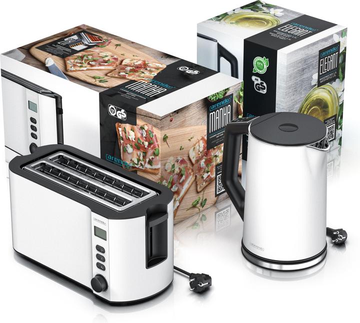 Immagine prodotto Arendo Set per la colazione Bollitore in acciaio inox da 1,5 l con selezione della temperatura e tostapane (1.70 l)