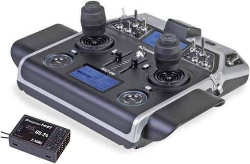 Graupner mc-28, radiocommande HoTT 16 voies avec manche 4D, récepteur GR-24, valise en aluminium