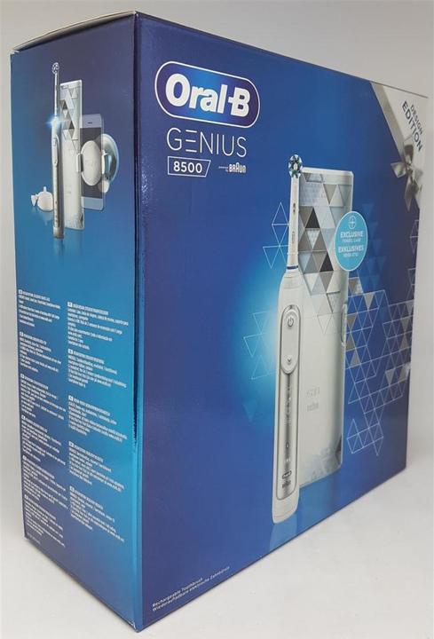 Produktbild Oral-B Genius 8500 Design Edition Elektrische Zahnbürste, Positionserkennung, Reise-Etui, Weiss/Silber (Oszillierende Zahnbürste)