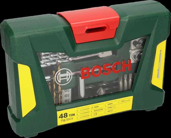 Immagine prodotto Bosch Zubehör Set di punte e trapani V-Line TiN, 48 pezzi, con asta magnetica e svasatura (Croce Phillips PH M1, Croce Phillips PH M2, Croce Phillips PH M3, Croce Pozidriv PZ M1, Croce Pozidriv PZ M2, Croce Pozidriv PZ M3, Fessura per vite M4, Fessura per vite M5, Fessura per vite M6, Esagono cavo TX M15, Presa esagonale TX M20, Presa esagonale TX M10, Presa esagonale TX M30, Esagonale M4)
