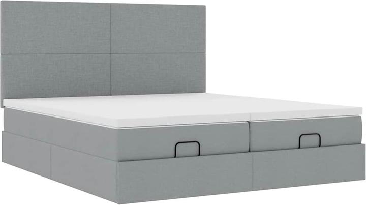 Produktbild VidaXL Ottoman-Bett mit Matratzen Hellgrau 160x200 cm Stoff (160 x 200 cm)