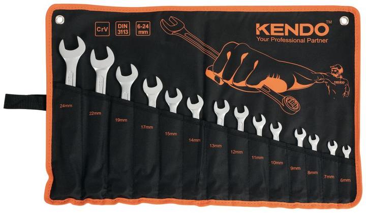 Kendo Combination wrench set in roll-up case 14-piece (24 mm)