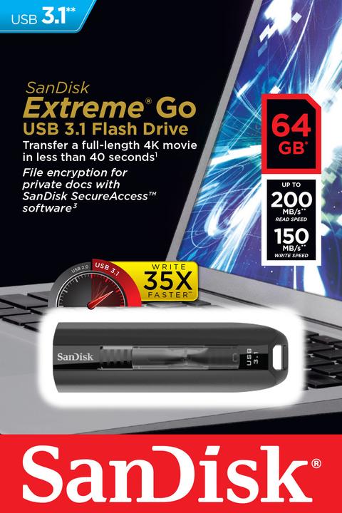 Produktbild SanDisk Extreme Go (64 GB, USB-A, USB 3.1)
