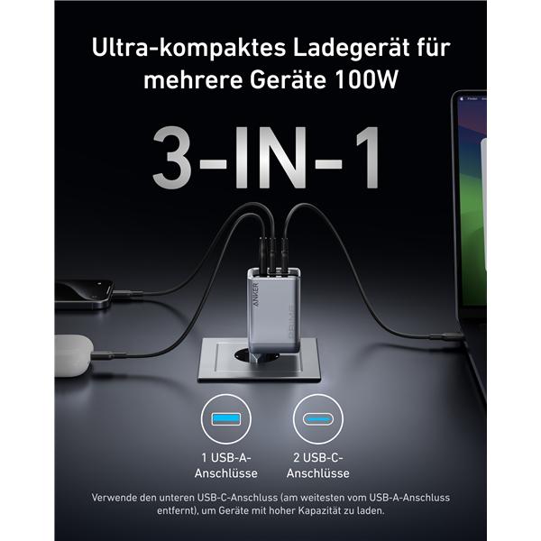 Actual product image Anker Prime Charger 100W 3 Ports GaN (100 W)