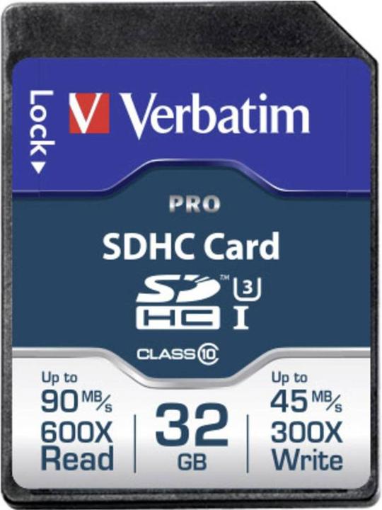 Produktbild Verbatim SDHC Karte Pro 32GB Class 10 UHS-I (32 GB, SDHC, U1, UHS-I)
