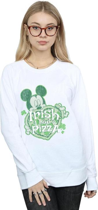 Actual product image Disney Womens/Ladies Mickey Mouse Shamrock Pizza Sweatshirt (S)