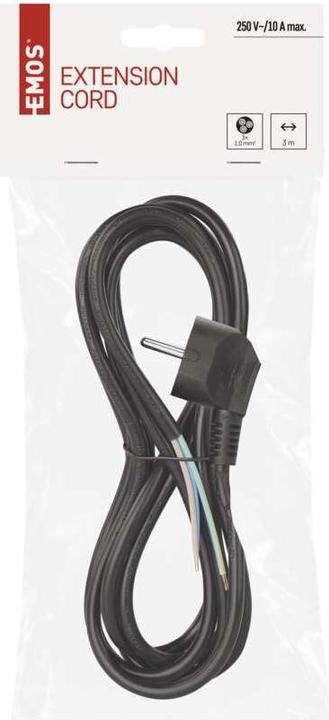 Image du produit Emos Câble d'alimentation PVC 3x 1,0mm2, 3m, noir (3 m)