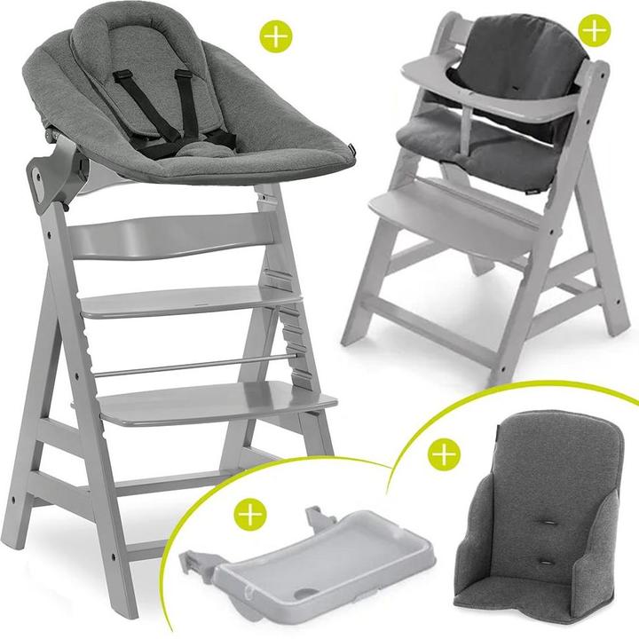 Actual product image Hauck Highchairs Alpha Plus Grey XXL Newborn Set - Highchair + 2in1 (Highchair)