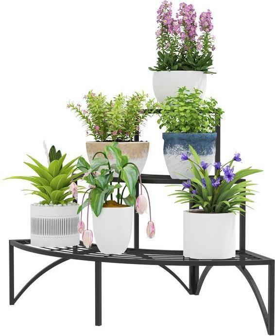 Produktbild Swisshandel24 3-Etagen Pflanzenständer, Metall, 60 cm hoch, Schwarz