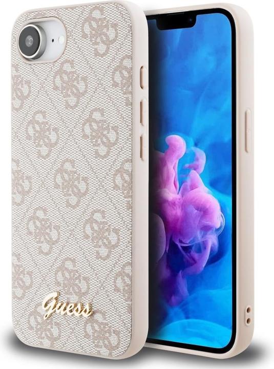 Actual product image Guess PU 4G Metal Logo Case für Apple iPhone 16e - pink (Apple iPhone 16e)