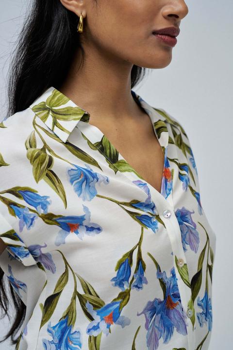 Image du produit Salsa Jeans Kurzarmbluse Basic Shirt With Shoulder Ruffles (XS)