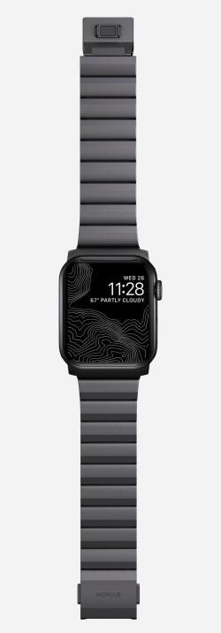 Produktbild Nomad Armband Aluminium Apple Watch Gray (21.5 mm, grade N52 magnet, Edelstahl 316, Aluminium)