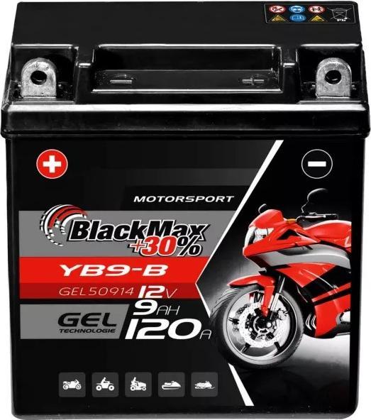 Produktbild BlackMax YB9-B Motorradbatterie Gel (DIN 50914) (12 V, 9 Ah, 120 A)