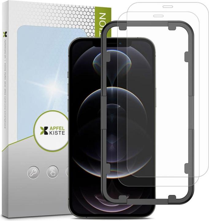 Produktbild Apfelkiste - Panzer Glas Displayschutzfolie mit Montagerahmen (2er Set) (2 Stück, Apple iPhone 12, Apple iPhone 12 Pro)