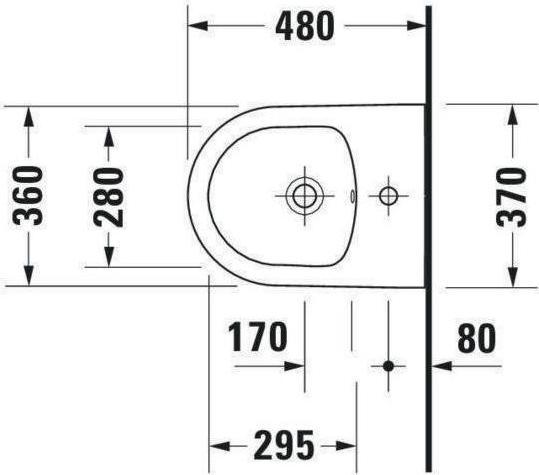 Actual product image Duravit Wall-mounted bidet ME by Starck COMPACT m ÜL m HLB 370x480mm 1 HL we sdm WG